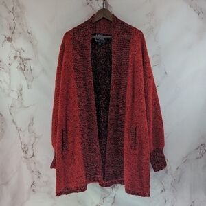 Monto Par Le Chois Sweater Womens 1X Orange Long Cardigan Oversized Grandpa Vtg